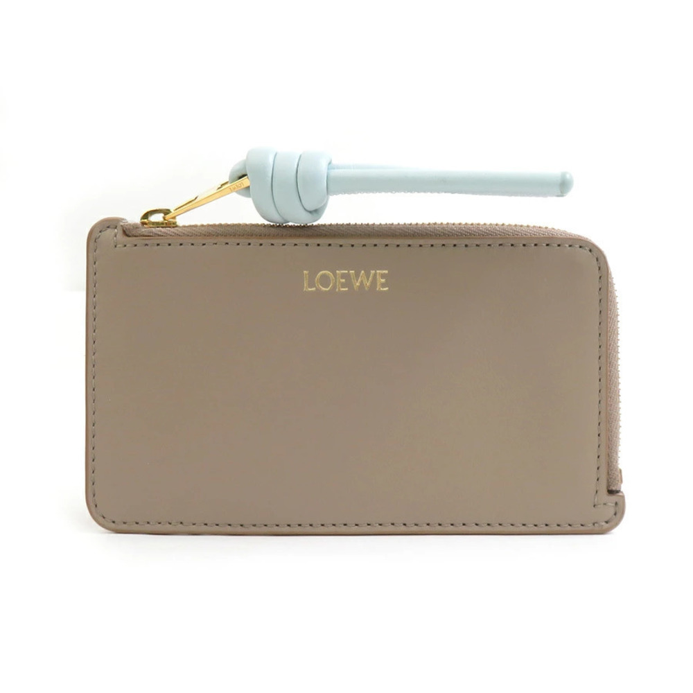 Loewe coin case Wallet leather Beige Cream x blue
